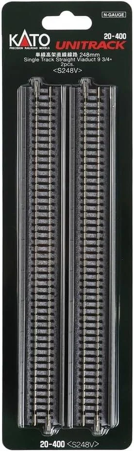 N Kato Unitrack N 248mm (9 3/4") Single Track Straight Viaduct Track 2 pcs 20400