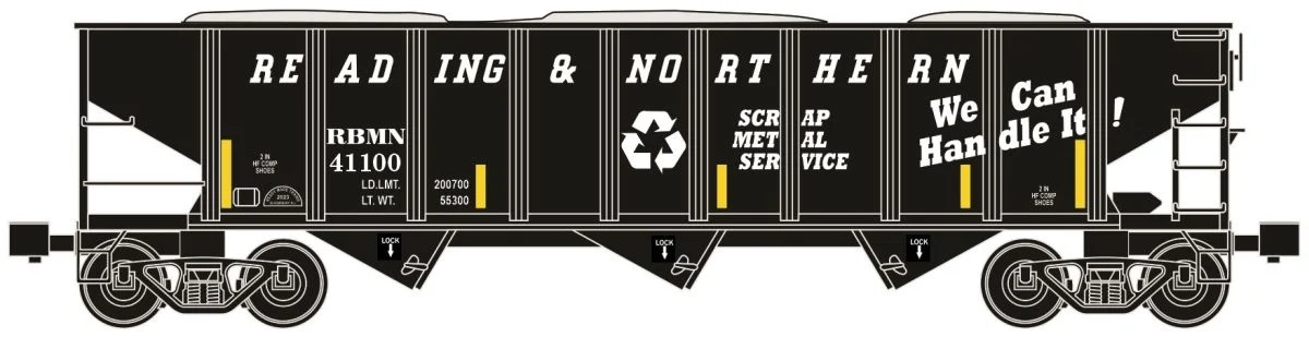 Ready Made Trains O Scale 3 Bay Hopper Reading & Northern - RMT662122