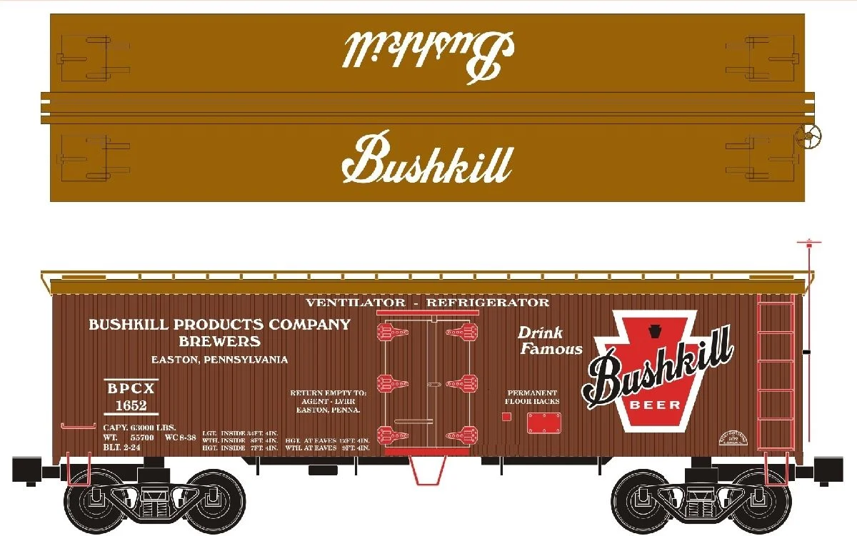 Ready Made Trains O Scale Woodside Reefer Bushkill Beer - RMT8619994