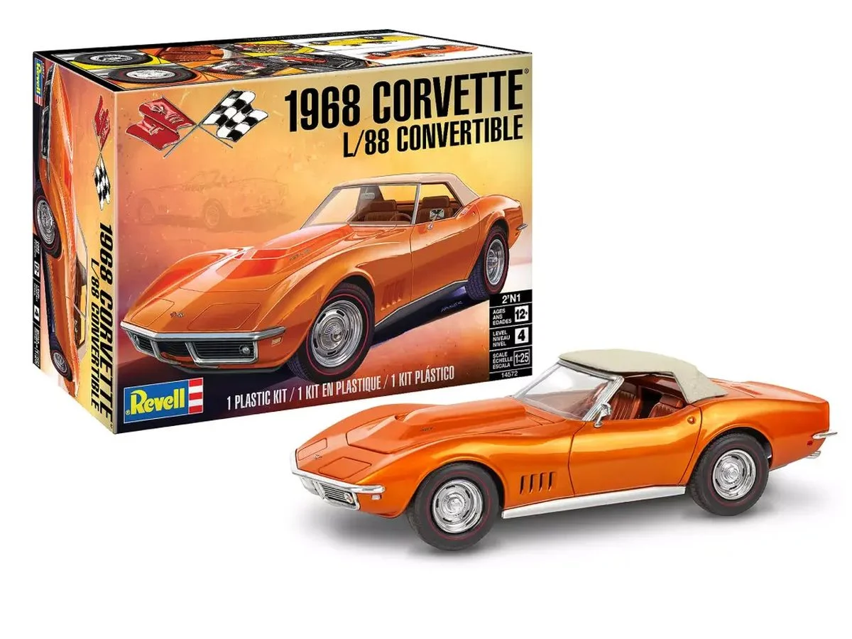 Revell 1/25 68' Corvette L-88 Roadster 2-In-1 Plastic Model Kit - RMX14572
