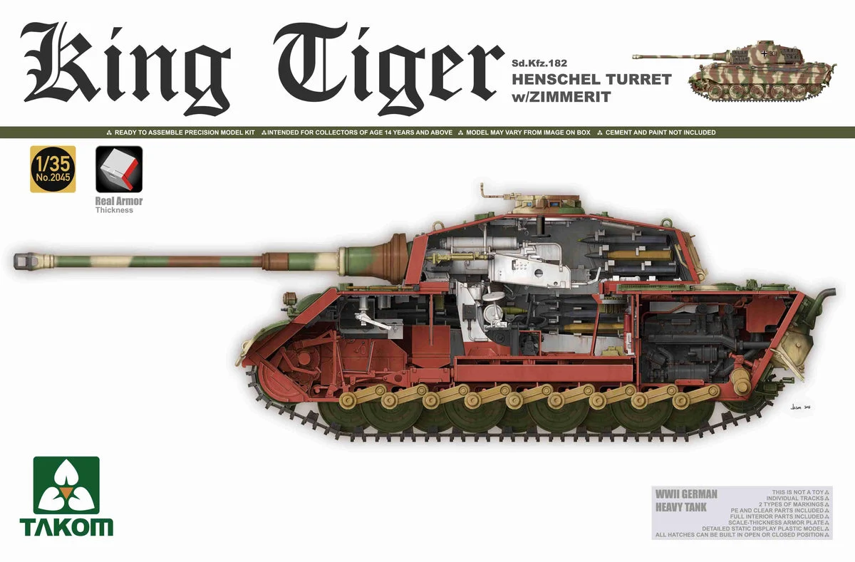 1/35 Takom WWII German Heavy Tank Sd.Kfz.182 King Tiger Henschel Turret w/Zimmerit and interior 2045 - Takom Models