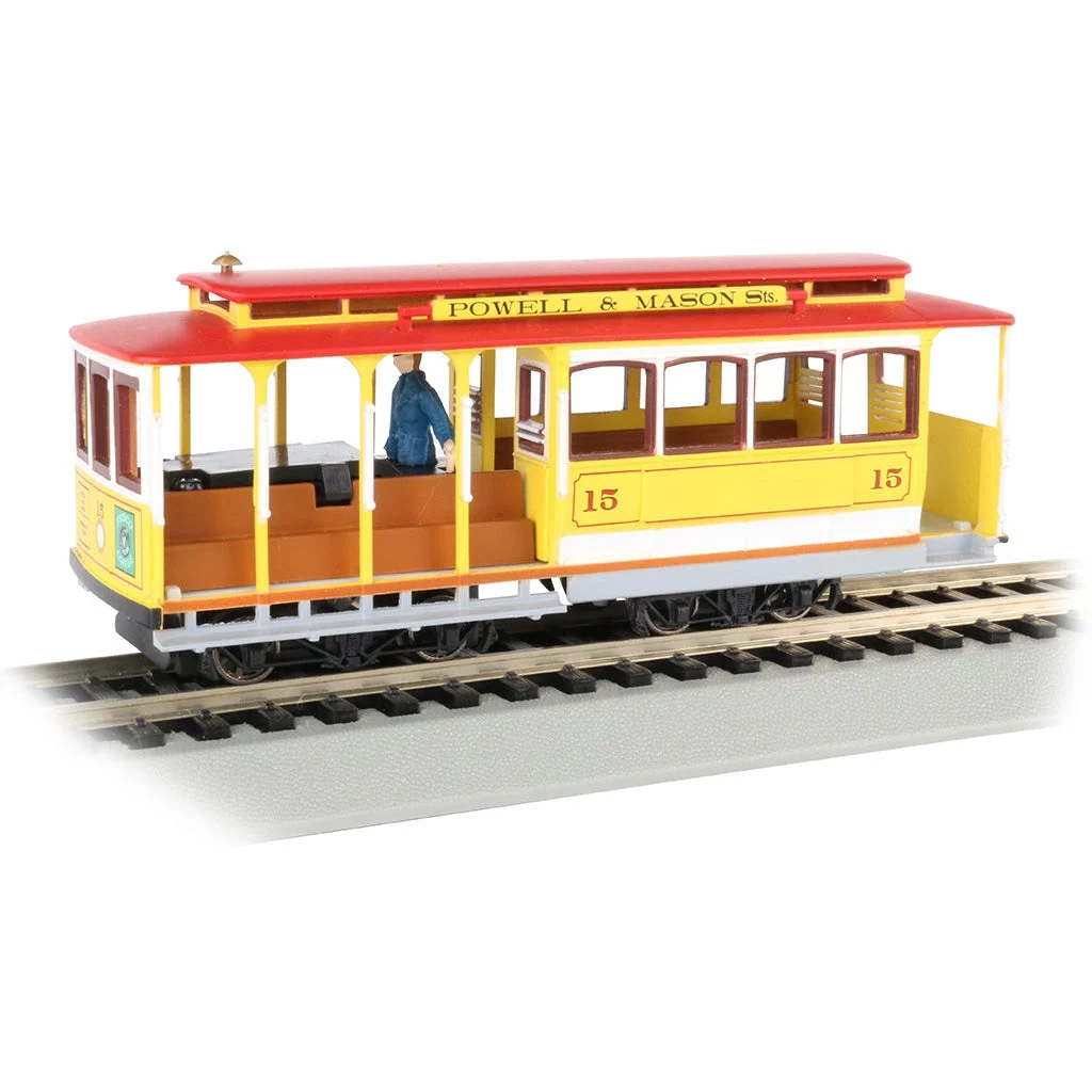 Bachmann HO Scale Cable Car w/Grip Man/yel & red - BAC60538