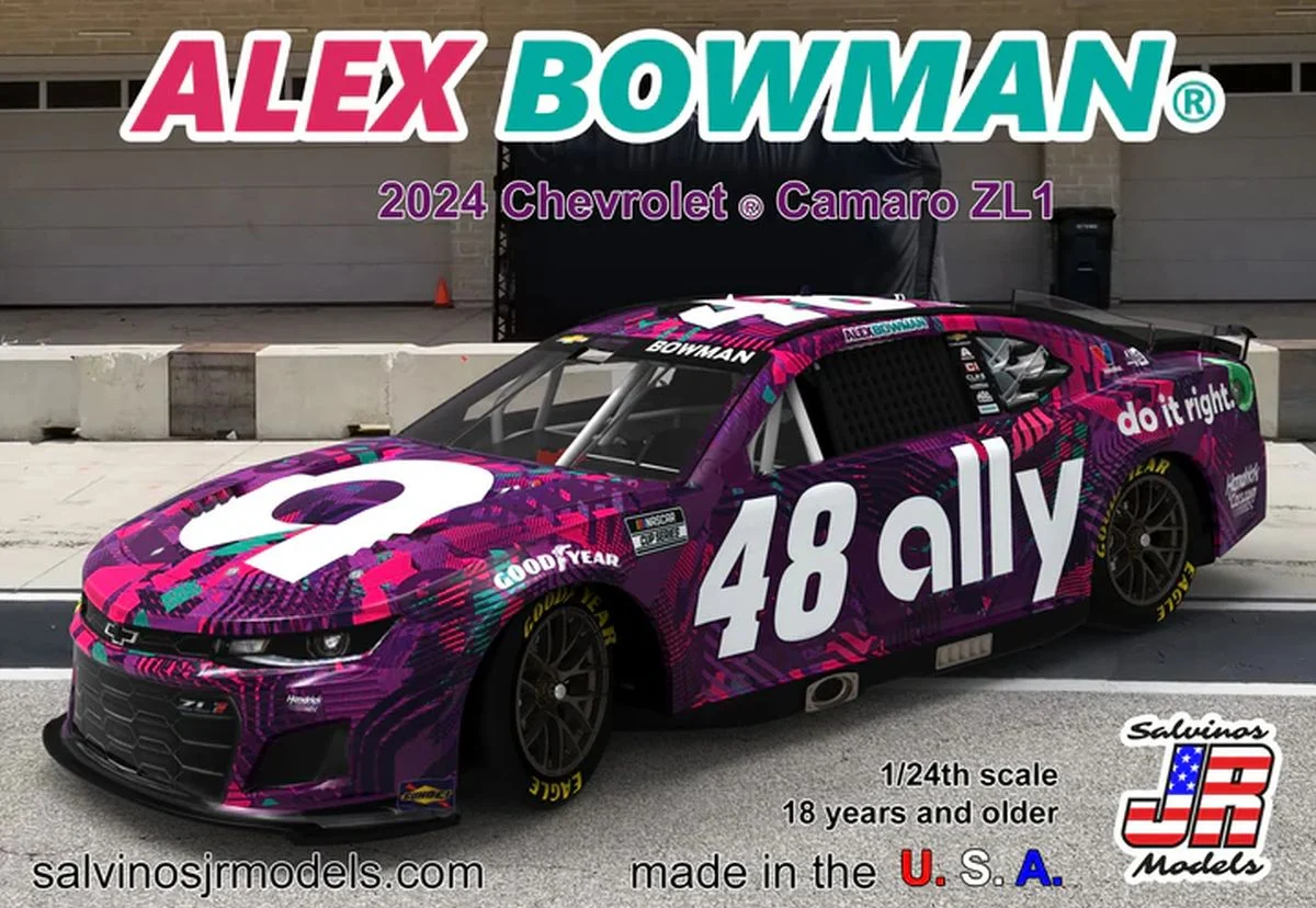 Salvinos Jr Models Alex Bowman 2024 Ally Chevrolet Camaro ZL1 NASCAR Model Kit 1/24 – HMC2024ABP