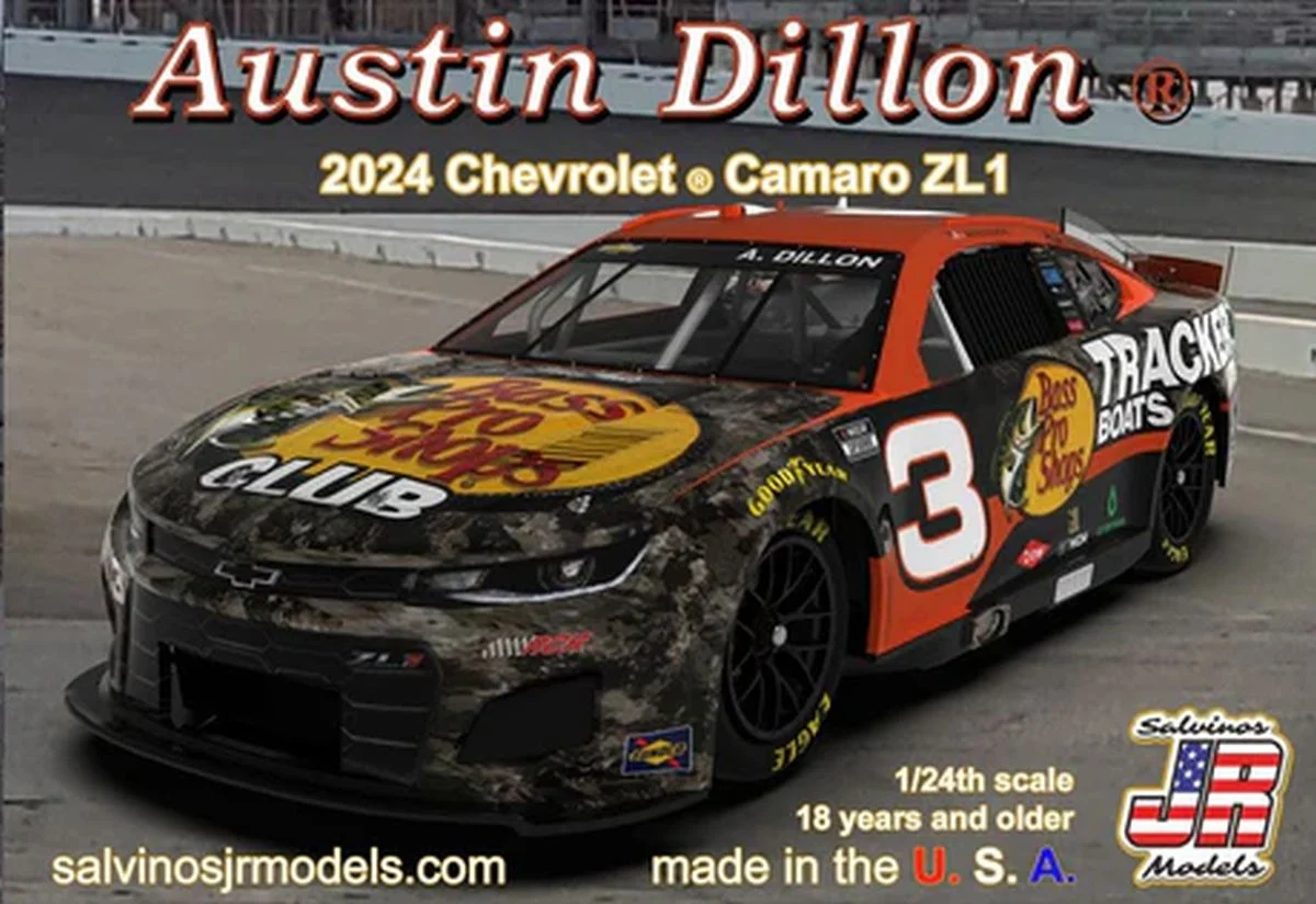 Salvinos Jr Models Austin Dillon 2024 Bass Pro Shops Chevrolet Camaro ZL1 NASCAR Model Kit 1/24 – RCC2024ADP