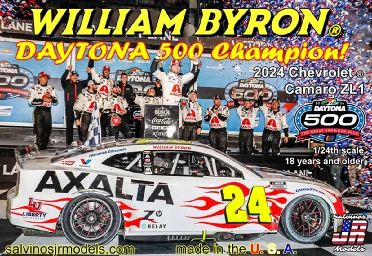 Salvinos Jr Models William Byron 2024 Daytona 500 Winner Chevrolet Camaro ZL1 NASCAR Model Kit 1/24 – HMC2024WBD