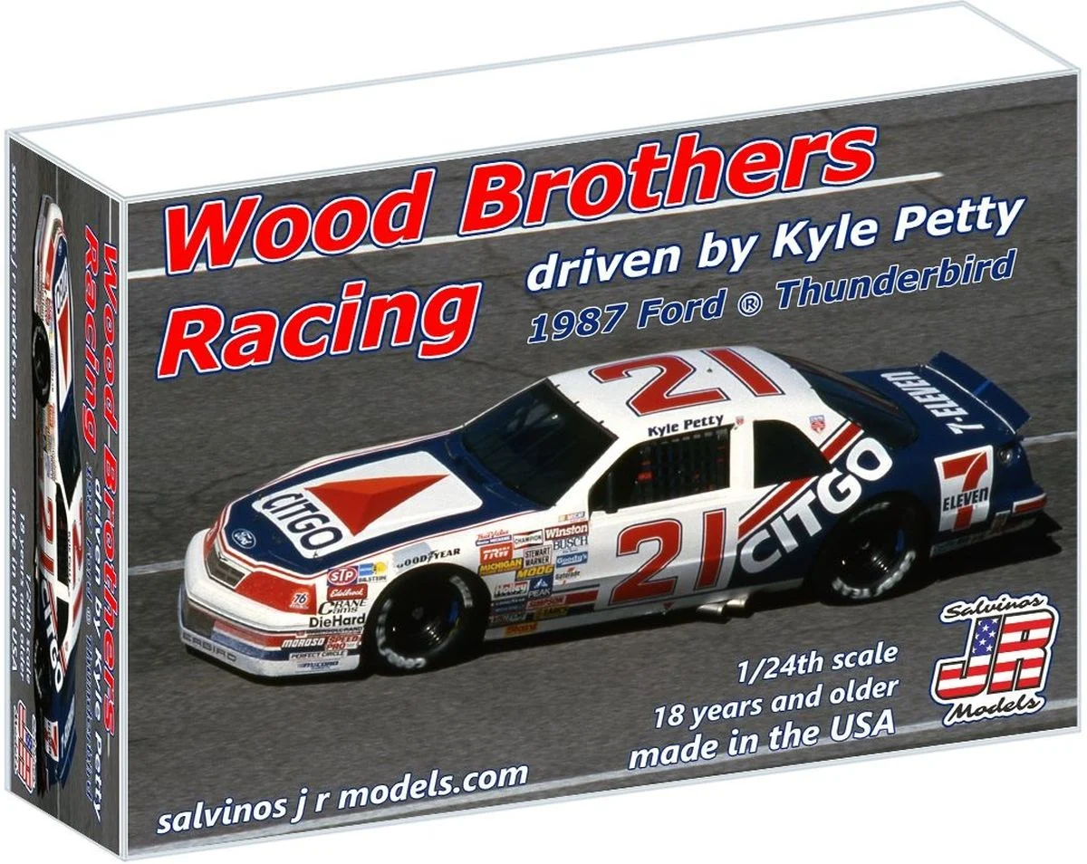 Salvinos Jr Models Kyle Petty 1987 Citgo Wood Brothers Ford Thunderbird NASCAR Model Kit 1/24 – WBF1987KPDA