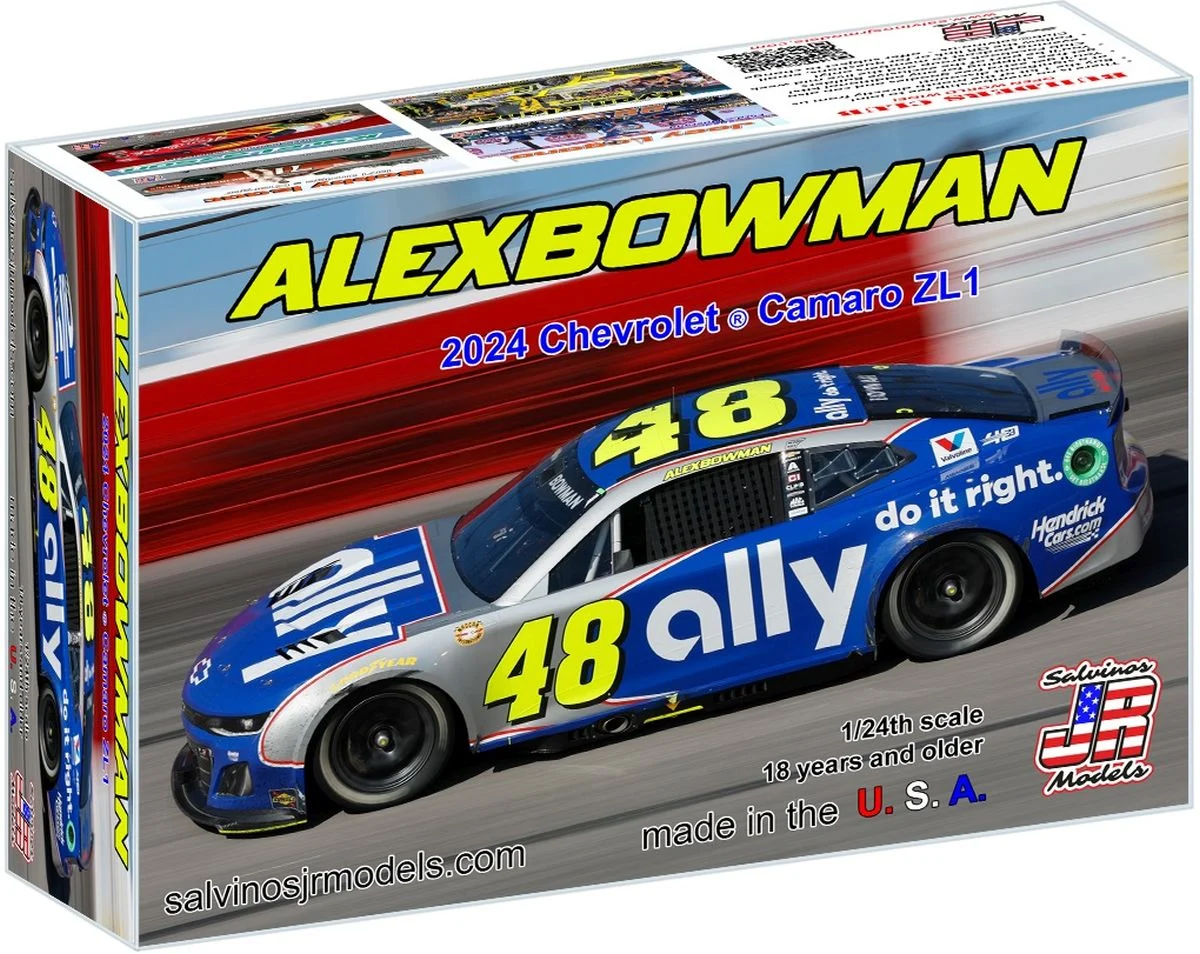 Salvinos Jr Models Alex Bowman 2024 Ally Throwback Chevrolet Camaro ZL1 NASCAR Model Kit 1/24 – HMC2024ABDA