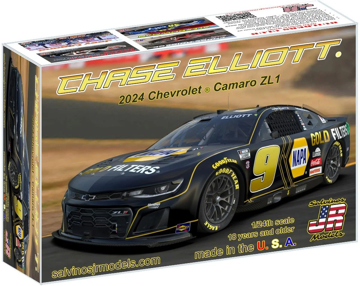 Salvinos Jr Models Chase Elliott 2024 NAPA Gold Chevrolet Camaro ZL1 NASCAR Model Kit 1/24 – HMC2024CES