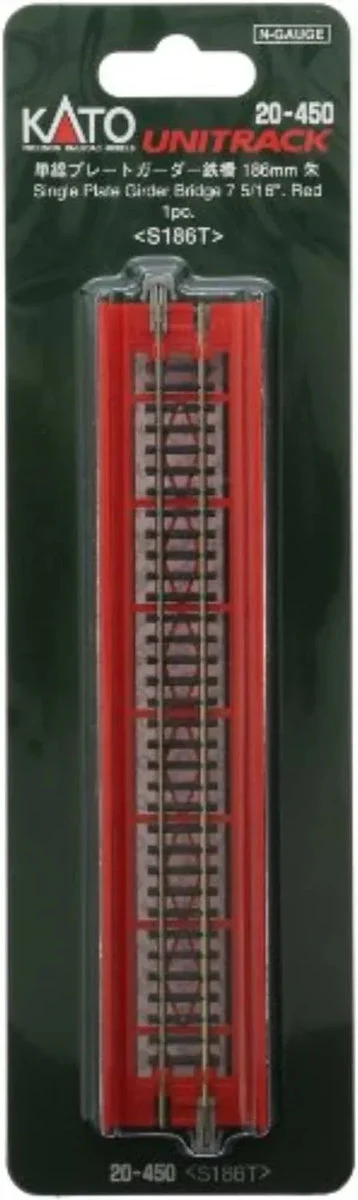 N Kato 186mm (7 5/16") Single Track Plate Girder Bridge, Red 20450