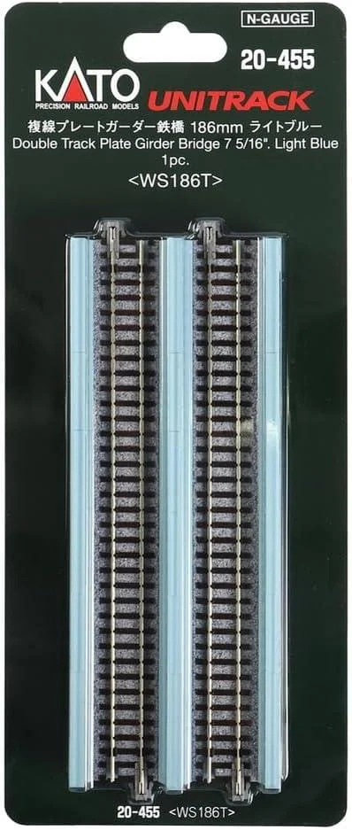 N Kato 186mm (7 5/16") Double Track Plate Girder Bridge, Lt Blue 20455