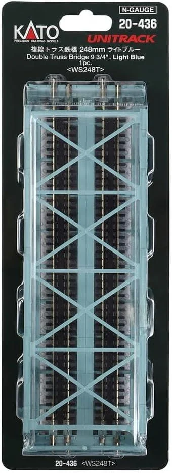 N Kato 248mm (9 3/4") Double Track Truss Bridge, Light Blue 20436