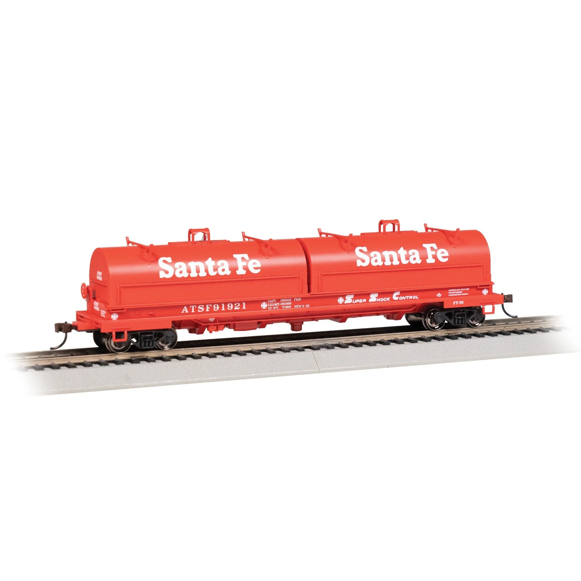 Bachmann HO Scale 55' Steel Coil Car Santa Fe SF #9192 Super Shock Control - BAC71405