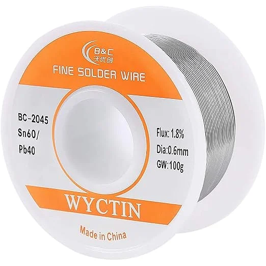 60-40 Tin Lead Solder Wire with Resin Core for Electrical Repair Soldering 0.6mm 100g