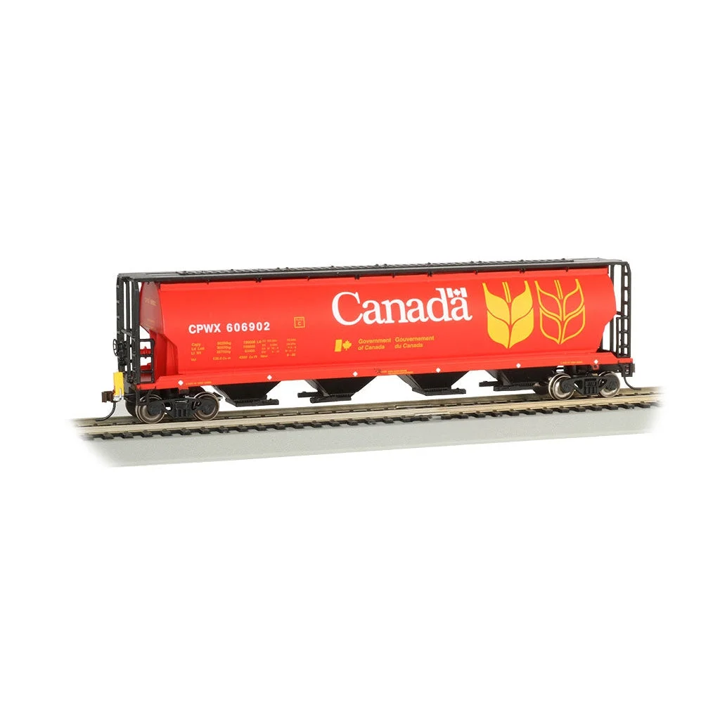 Bachmann HO Scale 4-Bay Cyl.Hopper Canada Grain/red - BAC73801