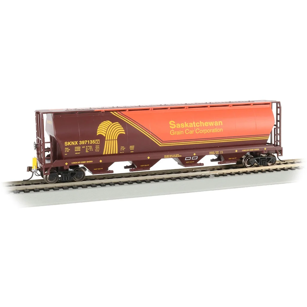 Bachmann HO Scale 4-Bay Cyl.Hopper Saskatchewan/brn&org - BAC73802