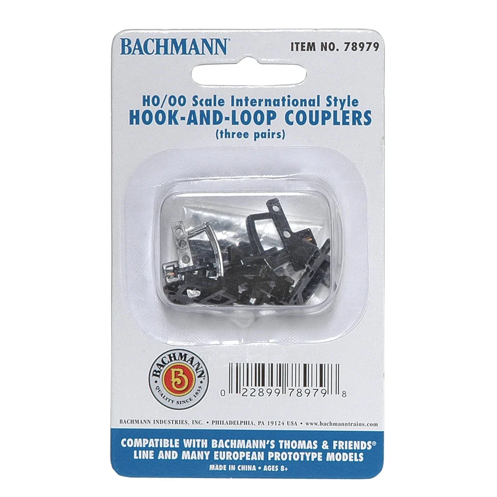 Bachmann HO Scale TTT Hook & Loop Couplers/3pr - BAC78979