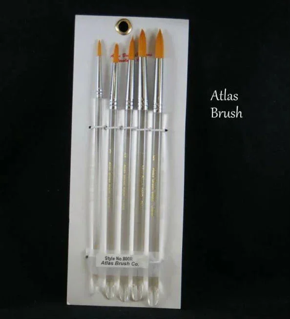 Atlas Brush 800 R Golden Taklon 5 piece set - Atlas Brush Co.