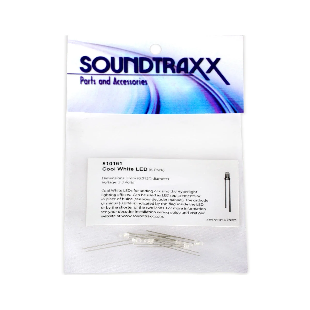 Soundtraxx 3mm LED 6-pack, Cool-White - 810161
