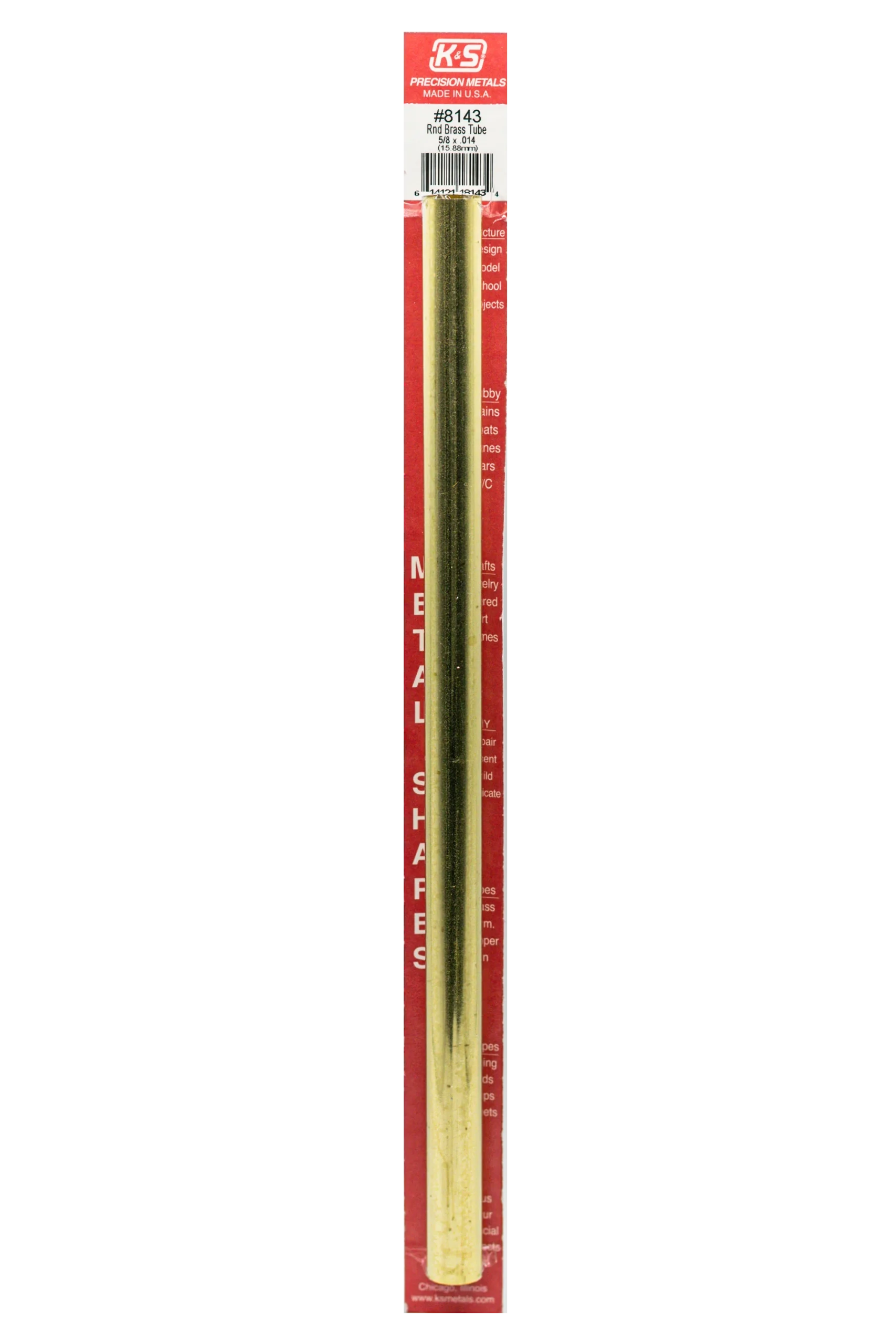 Round Brass Tube: 5/8" OD x 0.014" Wall x 12" Long (1 Piece) - K&S