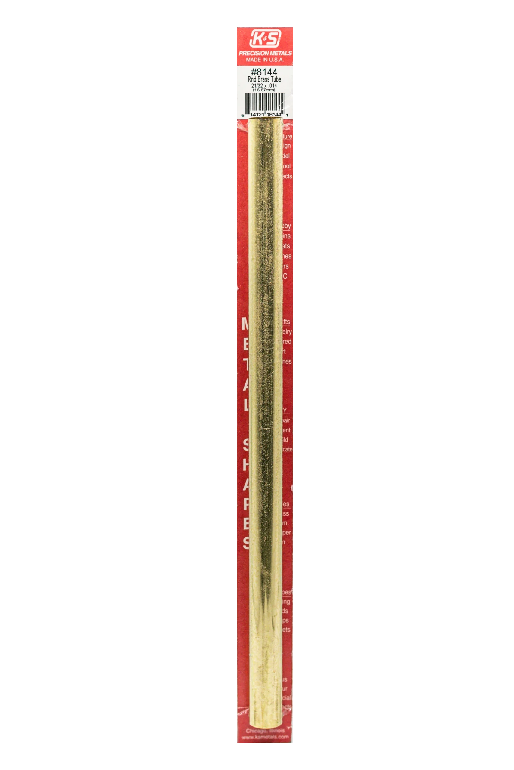 Round Brass Tube: 21/32" OD x 0.014" Wall x 12" Long (1 Piece) - K&S