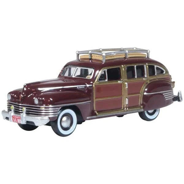 Oxford HO Scale Chrysler Town & Country Woody Wagon 1942 Regal Maroon - Oxford Diecast