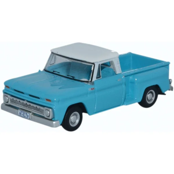 Oxford HO Scale Chevrolet Stepside Pickup 1965 Light Blue / White - Oxford Diecast