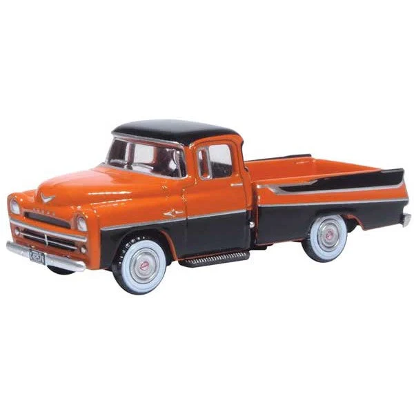 Oxford HO Scale Dodge D100 Sweptside Pickup 1957 Omaha Orange / Jewel Black - Oxford Diecast