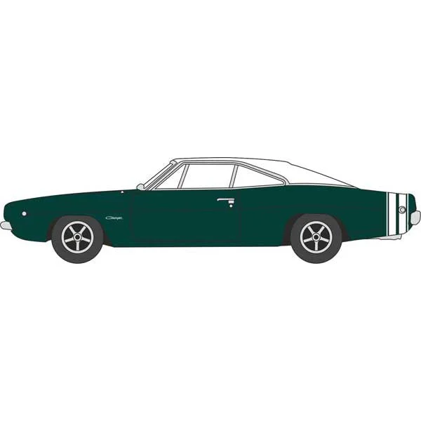 Oxford HO Scale Dodge Charger 1968 Racing Green / White - Oxford Diecast