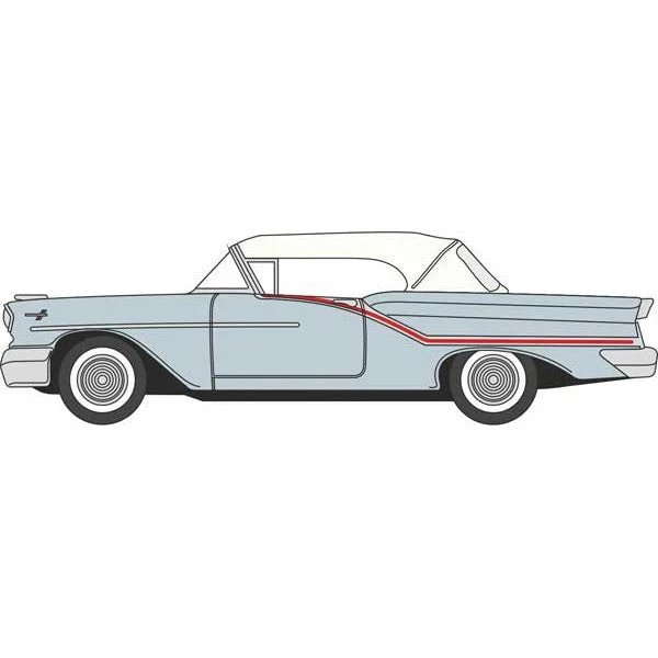 Oxford HO Scale Oldsmobile 88 Convertible 1957 Juneau Gray / White / Red (Closed) - Oxford Diecast
