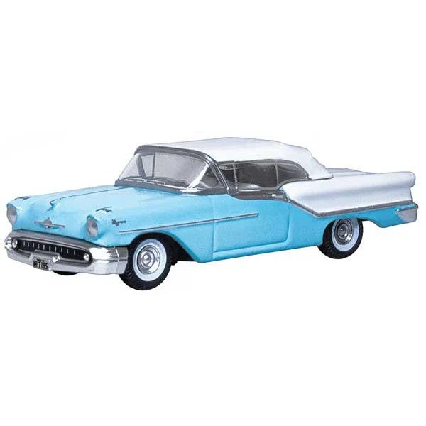 Oxford HO Scale Oldsmobile 88 Convertible 1957 Banff Blue / Alcan White (Closed) - Oxford Diecast