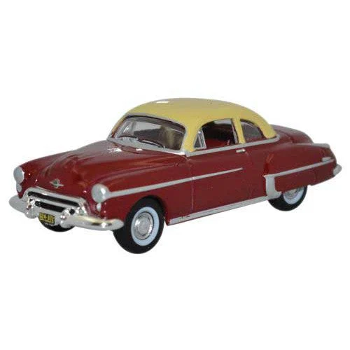 Oxford HO Scale Oldsmobile Rocket 88 Coupe 1950 Chariot Red / Canto Cream - Oxford Diecast