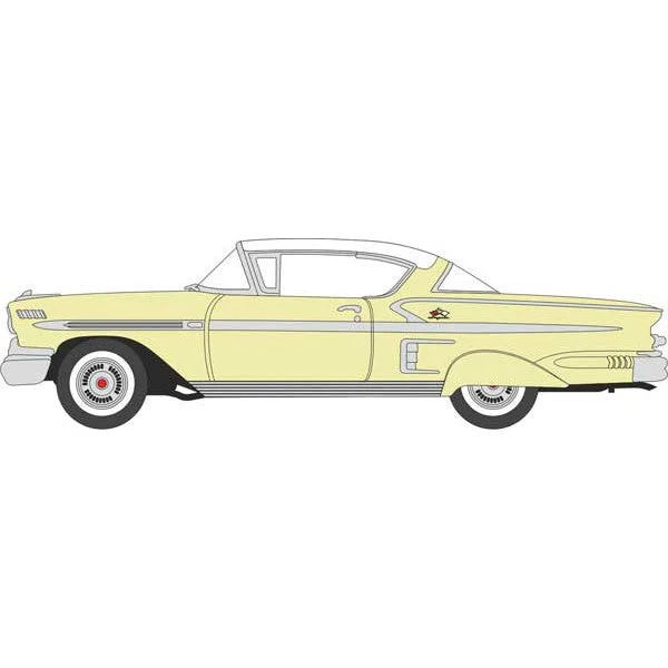 Oxford HO Scale Chevrolet Impala Sport Coupe 1958 Colonial Cream / Snowcrest White - Oxford Diecast