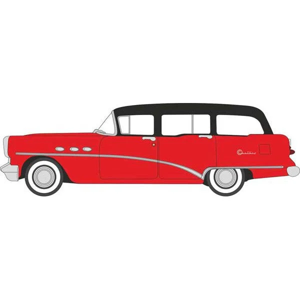Oxford HO Scale Buick Century Estate Wagon 1954 Matador Red / Carlsbad Black - Oxford Diecast