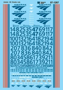 MicroScale HO Scale Amtrak Late Scheme Diesels - GE P40, P42, etc Decal Set