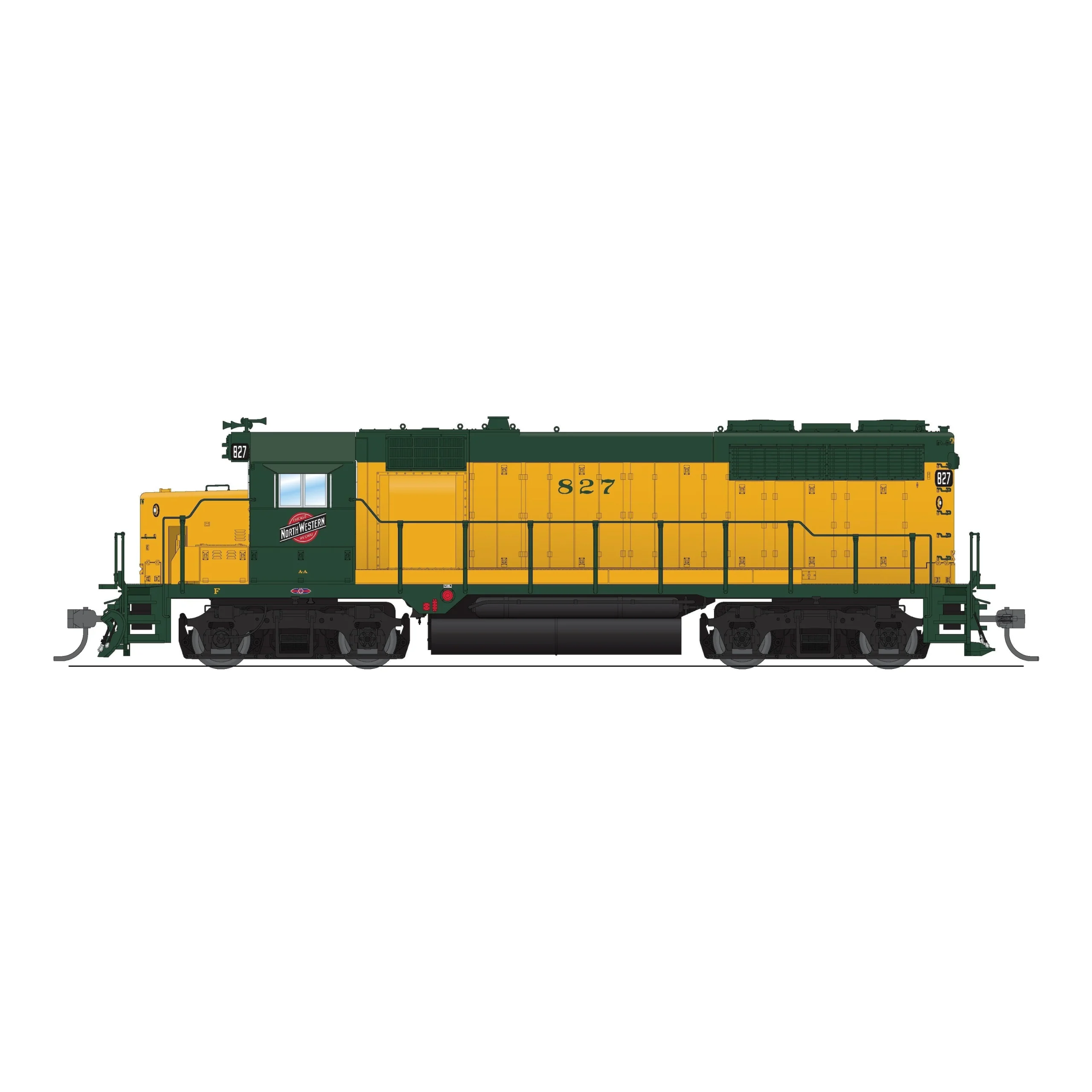 Broadway Limited HO Scale EMD GP35 CNW 827 Green & Yellow Paragon4 Sound/DC/DCC HO