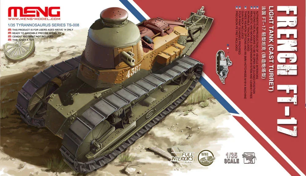 1/35 Meng French Ft-17 Light Tank (Cast Turret) - TS008