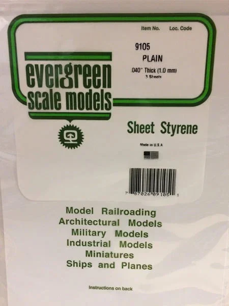 Evergreen .040" (1.0mm) PLAIN OPAQUE WHITE POLYSTYRENE SHEET - Evergreen Scale Models