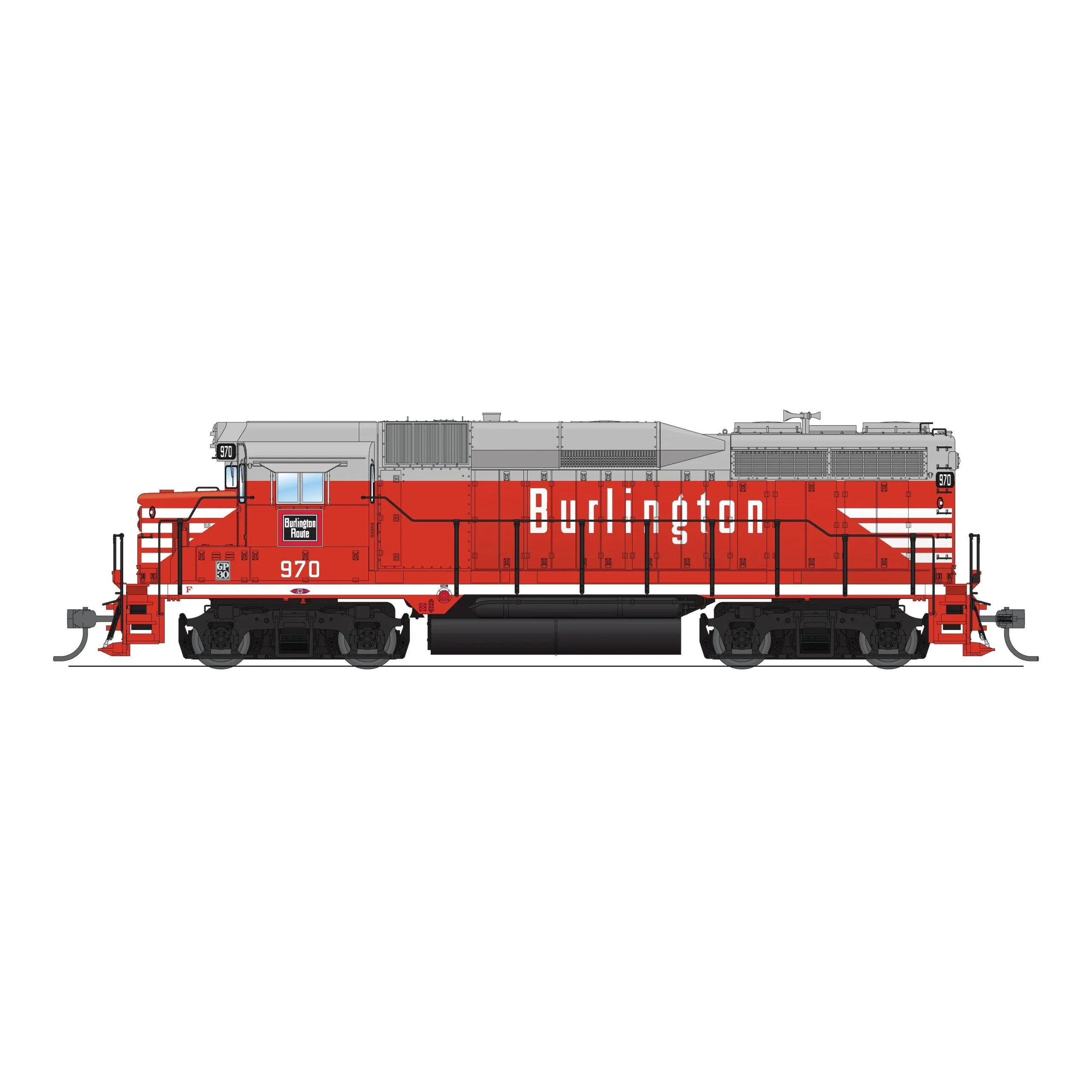 Broadway Limited HO Scale EMD GP30 CBQ 974 Chinese Red Paragon4 Sound/DC/DCC HO