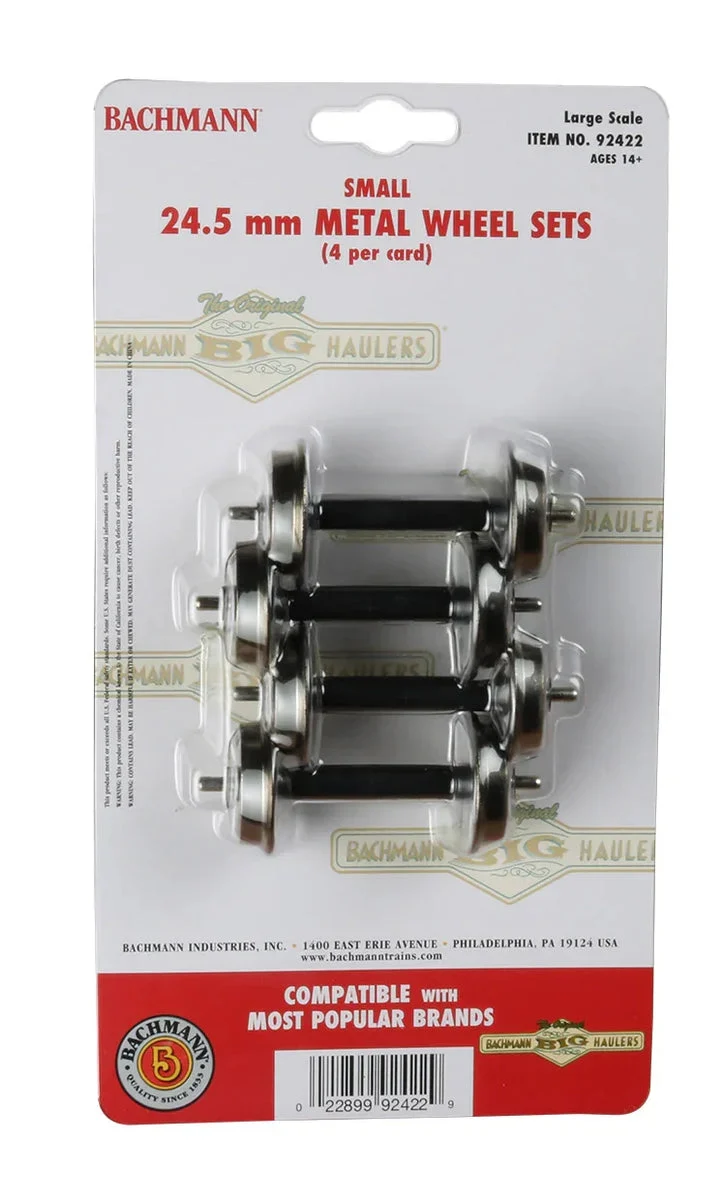 G Bachmann 24.5mm Metal Wheel Set (4/Card) 92422 - Bachmann Trains