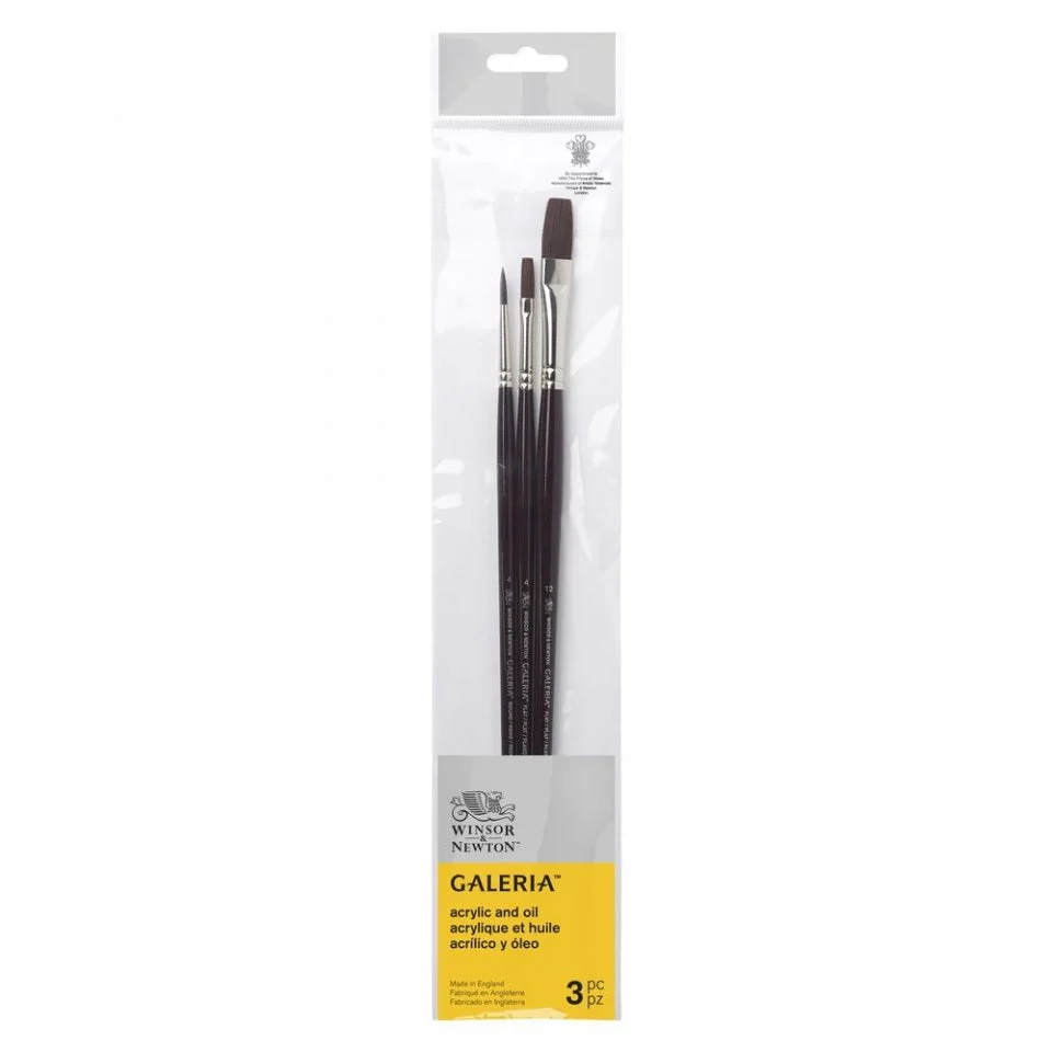 Winsor & Newton Galeria Brush Sets Long Handle 3-Brush Set #1