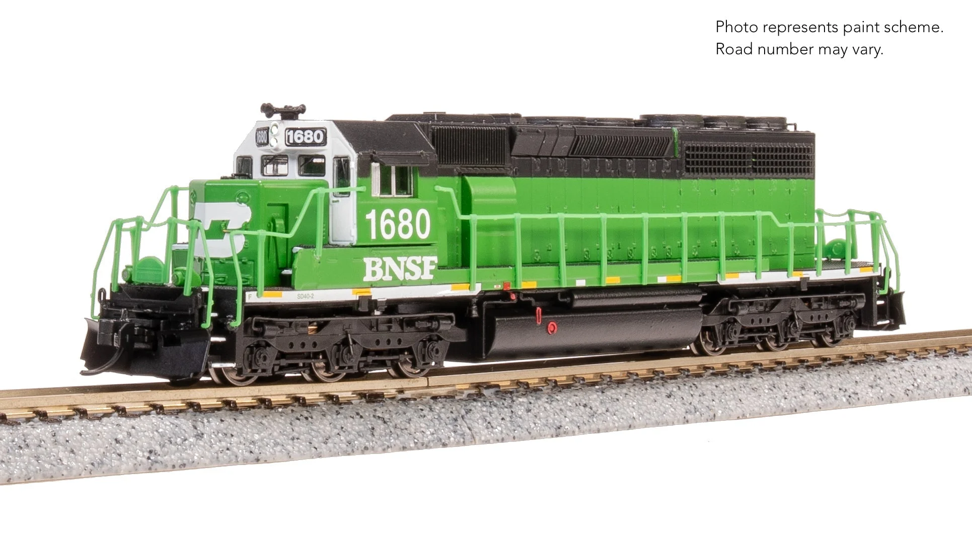 Broadway Limited 9482 EMD SD40-2, BNSF 1680, BN Black/Green/White w/ Patch, No-Sound / DCC-Ready, N