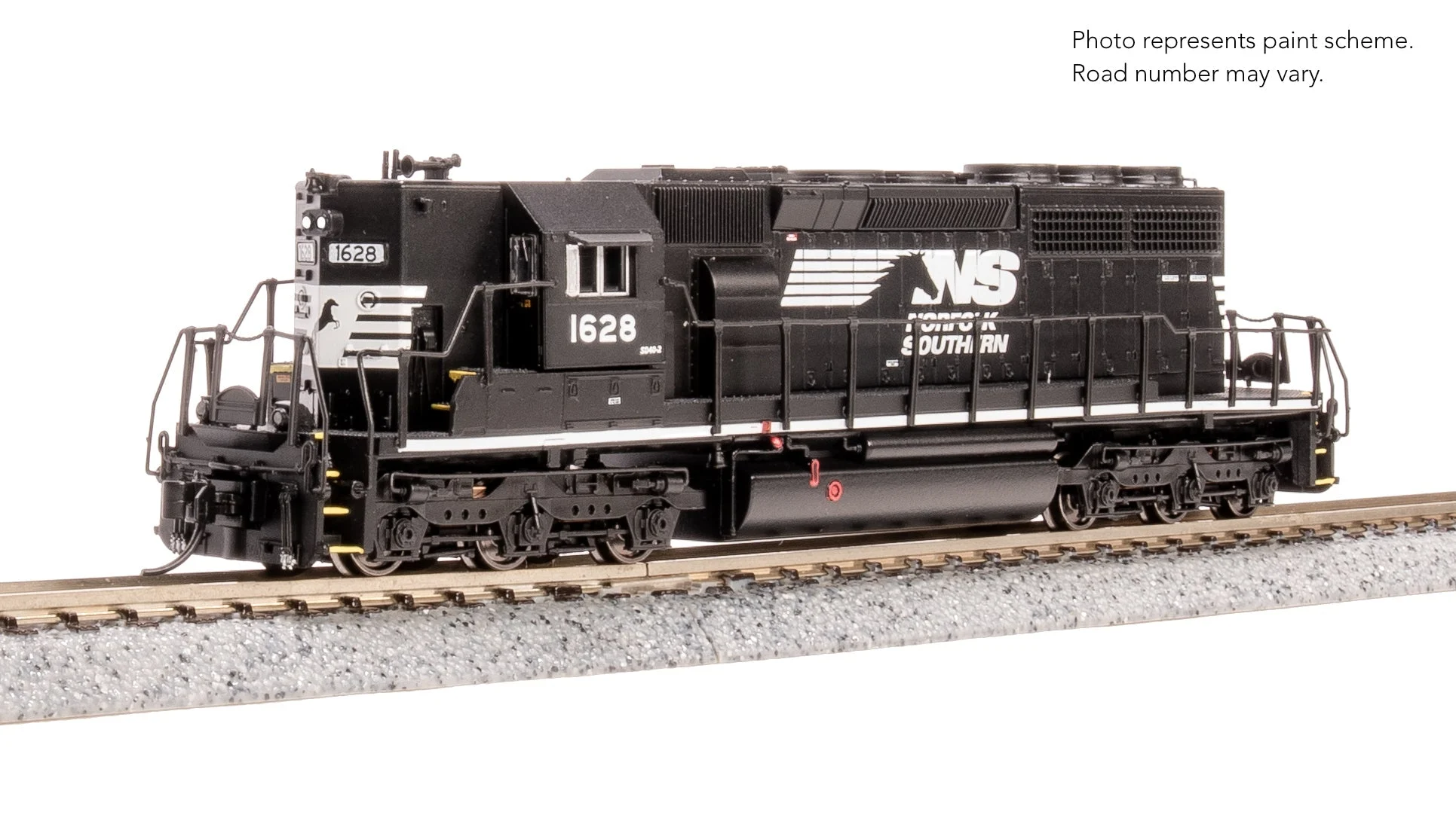 Broadway Limited 9487 EMD SD40-2, NS 1628, Black/White w/ High Hood, No-Sound / DCC-Ready, N