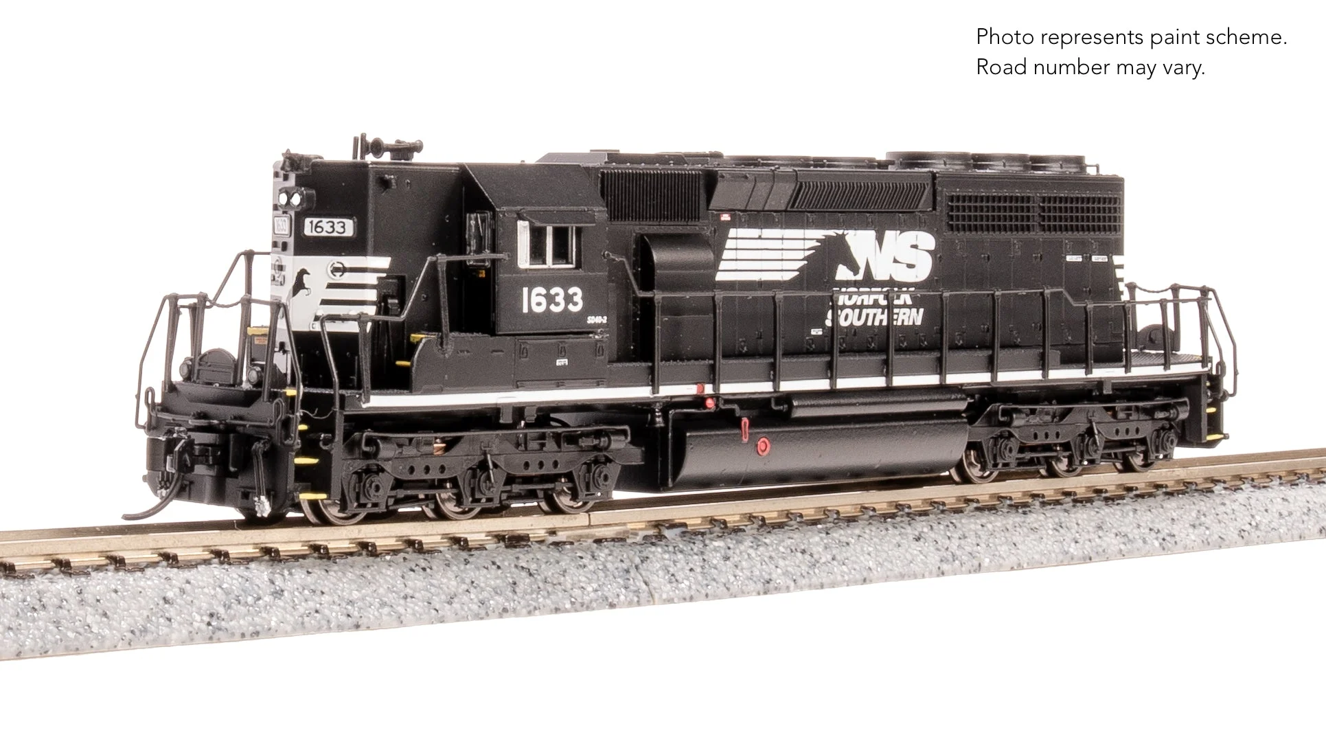 Broadway Limited 9488 EMD SD40-2, NS 1633, Black/White w/ High Hood, No-Sound / DCC-Ready, N