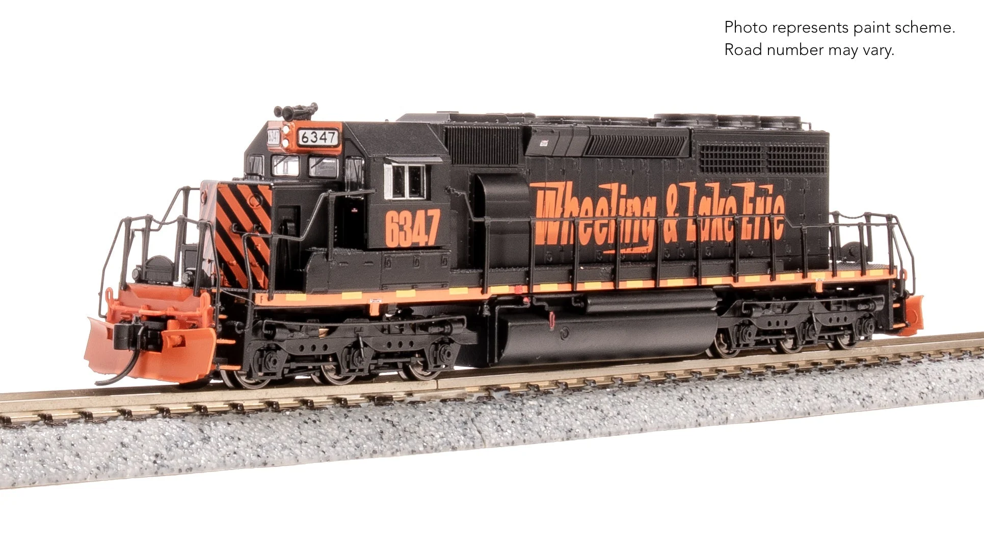 Broadway Limited 9492 EMD SD40-2, W&LE 6347, Black & Orange, No-Sound / DCC-Ready, N