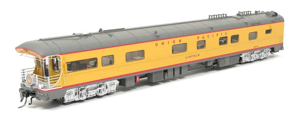 HO Broadway Ltd Union Pacific Business Car, UP #101 "Lincoln", Yellow "Building America" Drumhead 9594