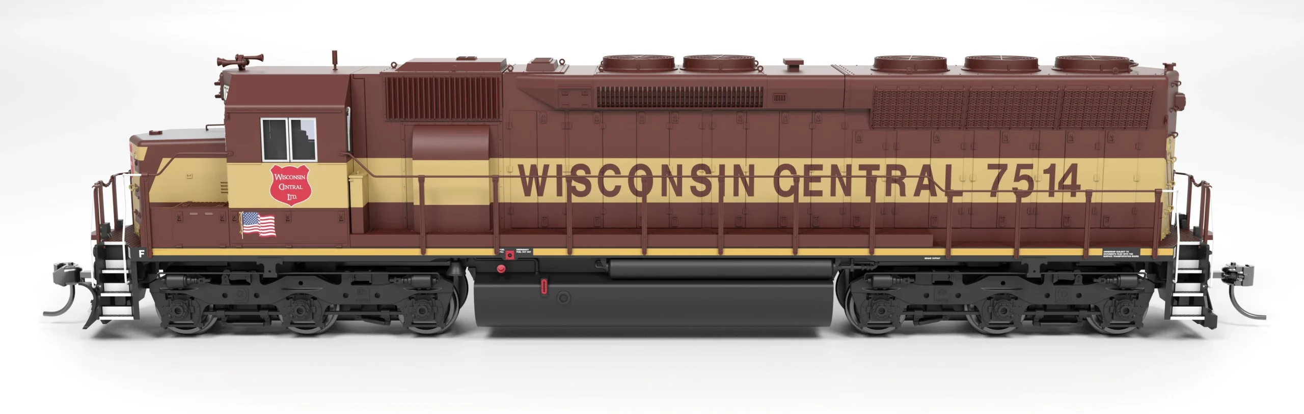 Broadway Limited HO SD45 Wisconsin Central 7522 Maroon & Yellow No-Sound / DCC-Ready HO