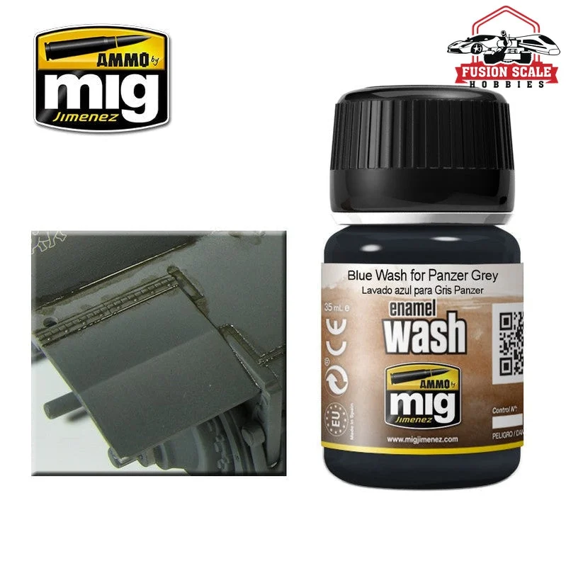 Ammo Mig Jimenez Enamel Wash Blue for Panzer Grey AMIG1006