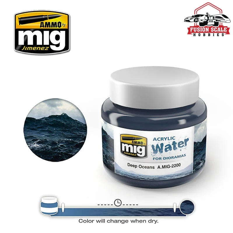Ammo Mig Jimenez Deep Oceans Acrylic Water 250ml Jar AMIG2200