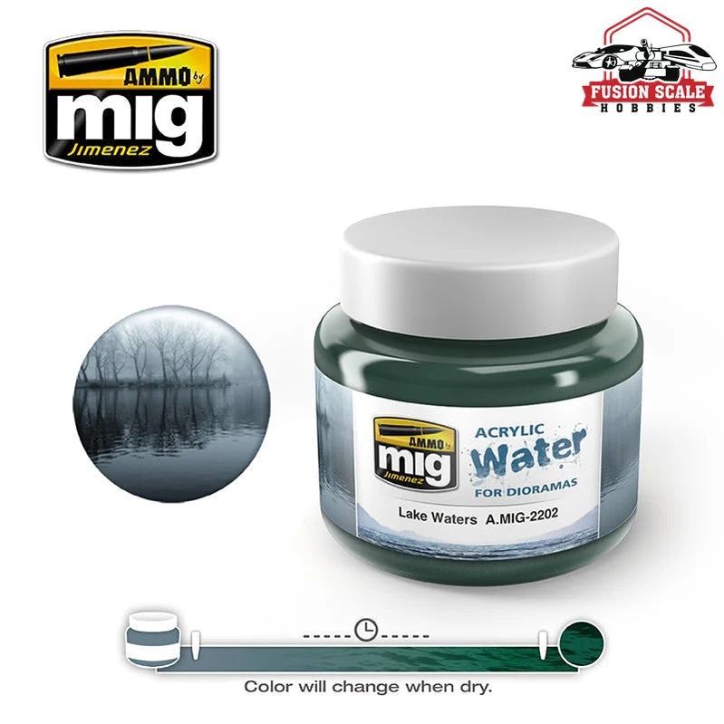 Ammo Mig Jimenez Lake Waters Acrylic Water 250ml Jar AMIG2202
