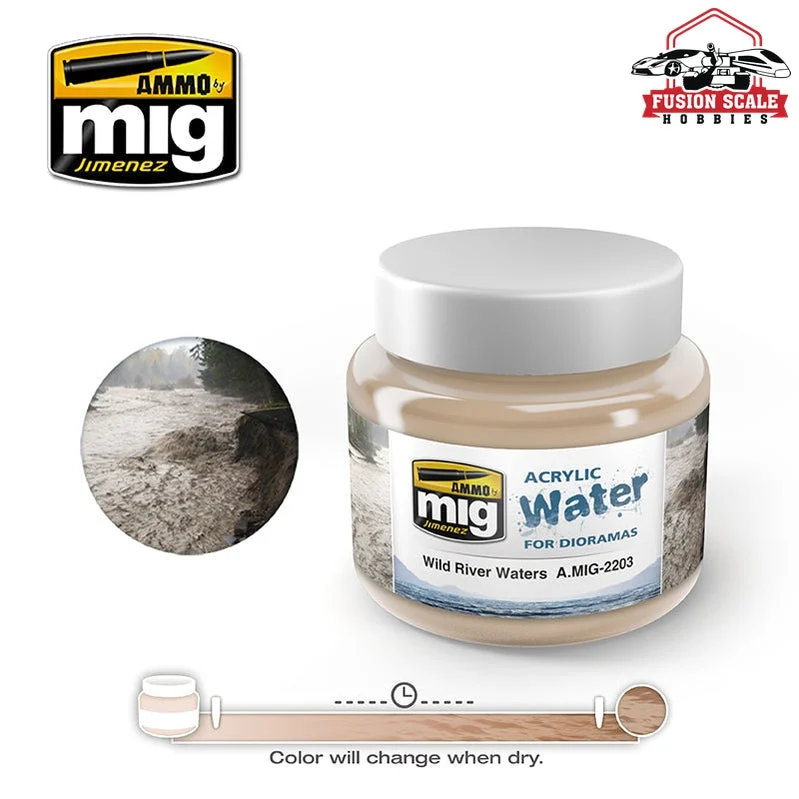 Ammo Mig Jimenez Wild River Waters Acrylic Water 250ml Jar AMIG2203